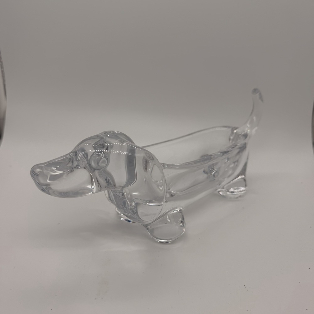 MURANO CRYSTAL Basset Hound Dog Figurine Decorative Home Decor With Blue Stones